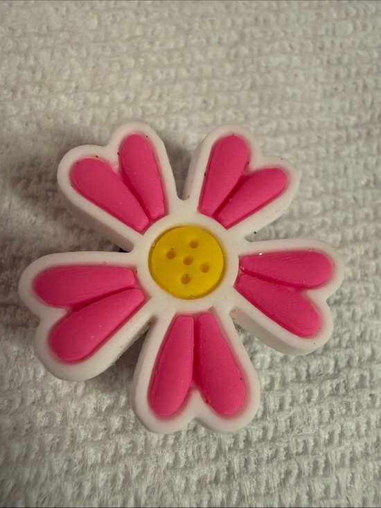 Other - Pink Daisy Shoe Charm with Yellow Center